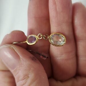 14kgp purple and green amethyst earrings